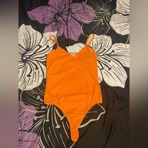 Rue21 - Vibrant Orange Butterfly Ribbed Bodysuit, Small